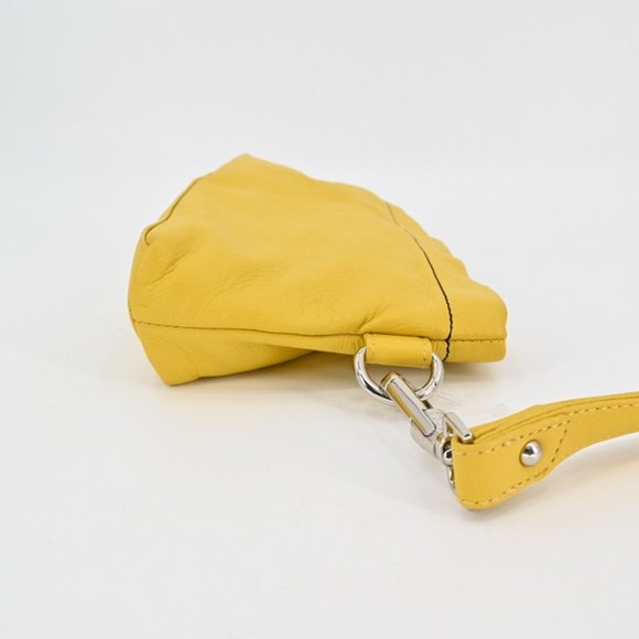 KENNETH COLE Reaction Yellow Clutch Wristlet Bag Leather Removable Strap Zip Up - Picture 4 of 11